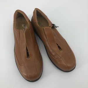 Aravon Brown Leather Comfort Shoes Pull Laces 7.5